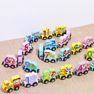 Children Magnetic Number Wooden Train Toys Toys Early Education Small Train Magnetic Wooden