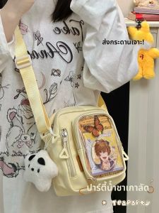 กระเป๋าสะพายข้างลายการ์ตูนน่ารัก กระเป๋าสตางค์ผู้หญิง กระเป๋าใส่โทรศัพท์มือถือแบบลำลอง กระเป๋าสะพายข้างผ้าไนลอนลายการ์ตูนญี่ปุ่น