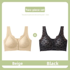 Miiow | Maternity Bra Seamless Anti-Sagging Full Cup Nylon Fabric V-Neck Fixed Strap Front Closure Gathered Underwear For Middle-Aged Women