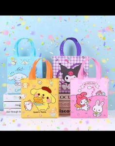 Aelegant Kuromi กระเป๋าถือ ขนาดใหญ่ สีแคนดี้ ผ้าไม่ทอ สําหรับเด็ก