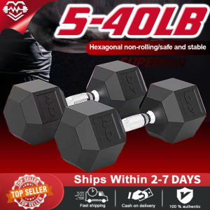 Dumbbell Set Hex Dumbbells 5LB/10LB/15LB/20LB/30LB/35LB/40/50LB rubber hexagonal dumbbell set home exercise complete set for beginners hex dumbbell set advanced rubber hexagonal dumbbells with metal steel handle hexagonal dumbbell