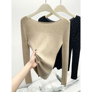 La Chapelle | Áo Knit Đính Hột Xịn Màu Đen Bóng