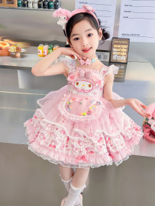 Lolita Style Birthday Girls Dress Childrens Summer Princess Skirt Cartoon Anime Element Short Sleeve One Piece Dress