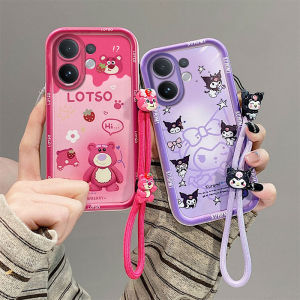 เคสโทรศัพท์ VIVO V60 V50 V40 Pro VIVOV60 5G สีตัวการ์ตูนน่ารักกันเหงื่อฝาหลังซิลิโคนนิ่มกันกระแทกพร้อมสายคล้อง3D ตุ๊กตา