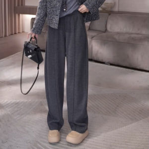 Elegant French Design Flared Leg Woolen Trousers