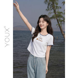 YOUXIANG | Áo Thun Cổ Tròn In Chữ Giúp Gọn Gàng Đa Năng