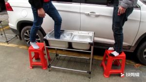 Dengan keran Wastafel Portabel Wastafel Cuci Piring Murah Kitchen Sink Bak cuci Piring 304 stainless steel Wastafel Dapur Lengkap Wastafel set baja tahan karat berwarna perak Dengan keran Tahan lama dan tidak berkarat Noda stabil