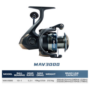 Soloking AVISPARK Spinning Fishing Reel 10+1Ball Bearings 15kg Max Drag Power 5.2:1 Gear Ratio Saltwater-resistant for Bass Pike
