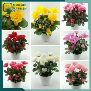 Bunga Mawar Dekorasi BR2211 Bahan Plastik Free Pot Busa Bulat Untuk Hias Acara Pesta/Kantor/Rumah
