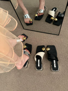 French Style Fashionable Sandals Outerwear Summer Diamond Beautiful Slip-On Clogs Low Heel Glue Adhesive Shoes Daily Wear
