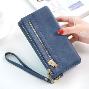 New 2025 Large Capacity Long Wallet Womens Handbag Mobile Phone Clutch Card Holder Zipper Foldable Leather Purse