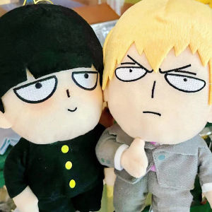 Bandai | 25cm Mob Psycho 100 Mob & Reigen Plush Doll Soft Stuffed Anime Character Cute Collectible Desktop Decor