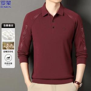 Romon Fall and Winter Fleece-lined Thickened Polo Collar Top High-End Men Casual Long Sleeves Polo Shirt Base Ride