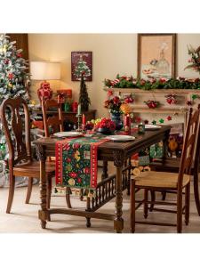 Christmas Table Flag American Retro Festive Red Celebration High-End Tablecloth for Dining Table TV Cabinet Coffee Table Decoration