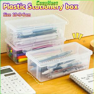 C.N. Transparent Plastic Pencil Box School Stationery Supplies Large Capacity Waterproof Storage Box