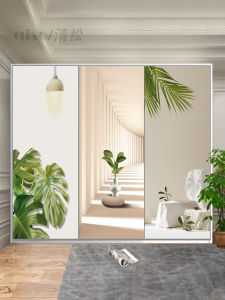  Green Plant Wardrobe Stickers Waterproof Moisture Proof Refurbishing Self Adhesive High-End Glass Cabinet Door Renovation Decorative Art
