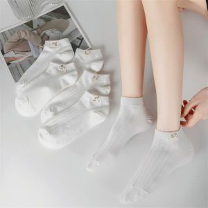 【♡Lovely girls house♡】ถุงเท้าข้อสั้นสำหรับผู้หญิงถุงเท้าคอตตอนลายการ์ตูนหมีน่ารักถุงเท้าลำลอง