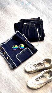 DISYAK - Highwaist Jeans Cargo Pants Boyfriend Loose Celana Panjang Wanita List Black 710-810