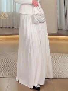 Fall Fashion High Waist Draped Korean Style Half-length Skirt Womens 2025 New Slimming Daily Commute Long Skirt