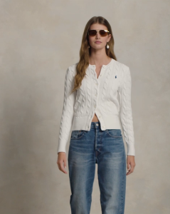 Polo Ralph Lauren Women Cable-Knit Cotton Crewneck Cardigan