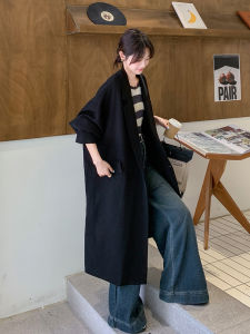Casual Loose Long Black Suit Jacket Womens Style Korean High-End Sensation Spring Autumn New Fashion Street Style Coat