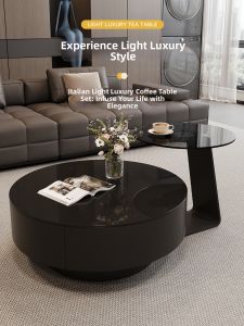 YIYOU | Luxury Italian Oval Black Glass Coffee Table