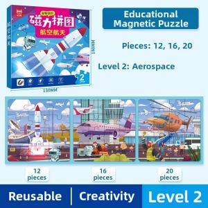 XIAOSHUGUOGUO | Educational Foldable Magnetic Puzzle Animal Transportation Dinosaur 2-3-6 Years