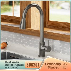 304 Stainless Steel Pullout Extendable Swivel Faucet