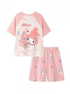 Miiow | Pure Cotton Short Sleeve Sleepwear For Girls Spring Summer Breathable Comfortable Home Clothes Cute Cartoon Style Baby Girl