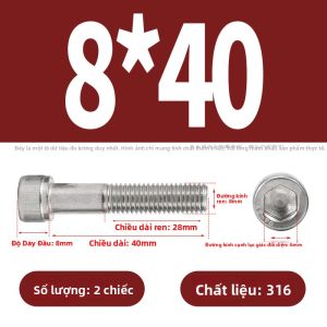 BAIRUITE | Vít Lục Giác 304 Thép Không Gỉ 316 M4 M5 M6 M10 M20