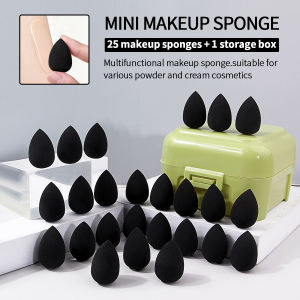 25Pcs Mini Makeup Sponges Set With Storage BoxSponges For Precision Concealer Under Eyes Nose & Detail Makeup Wet & Dry Use
