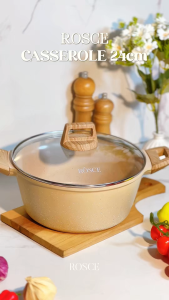 ROSCE PANCI SOUP CASSEROLE Besar 24cm stock pot lid steamer WAJAN SOUP ANTI LENGKET GRANIT MARBLE CASEROLE DC Teknology 3X LEBIH KUAT DAN TEBAL