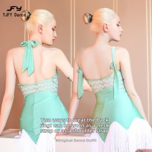 YJFY Dance | Latin Halter Fringe Dance Dress