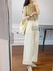 French Style Stand Collar Sleeveless Shirt Women Summer High End Commute Vest Top Butterfly Knot Small Shirt Loose Fit Korean Version