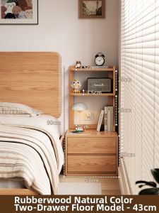 DONGMU | Mid-century Solid Wood Corner Bedside Table Storage Cabinet