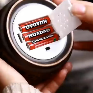 Lư xông Trầm Gốm Trụ nâu cao cấp 10cm[sẵn Pin+ lót chống cháy] Tuyền Châu Đức Hoa-Mẫu ĐẹpSang Trọng