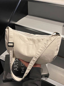 กระเป๋าสะพายข้างผ้าใบแบบสะพายไหล่เดียวสำหรับผู้หญิง กระเป๋าถือแบบลำลอง กันน้ำ สำหรับเดินทางไปทำงาน กระเป๋าถุงน้ำมันแบบสีพื้น สไตล์ญี่ปุ่น