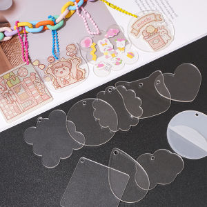 1Pc Acrylic Transparent Creative Kawaii Guka Blank Round Cat Heart Cloud Card Photo Display Cards DIY Keychain Pendant Ornament