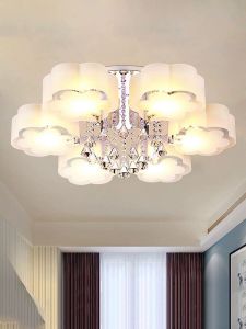 Modern Crystal Ceiling Light Living Room Lamp Simple Master Bedroom Lighting Luxury Home Use Voice Control Large Light