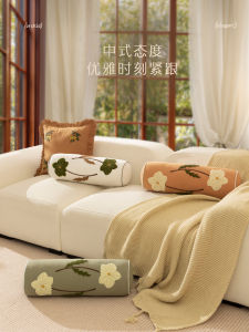 Chinese Style Long Pillow Couch Living Room Decorative Cushion Removable Cover Washable Window Seat Pillow Home Decor