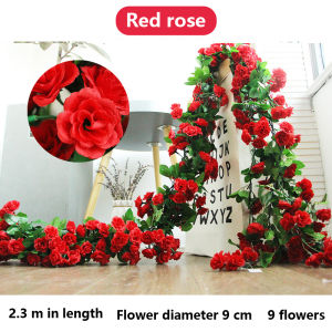 Flower vine 45 Heads Artificial Flower Rattan Artificial rattan 2.3M Fake Silk Rose Flower Vine Ivy Flower Artificial Flower Holiday Wedding Home Decoration Garden Floral Wreath Rattan