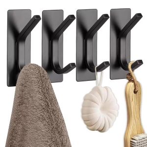 4pcs Towel Hooks Self Adhesive Bathroom Hooks 304 Stainless Steel Bathrobe Hooks  Storage Hanger Strong Adhesion Stick Wall Hook