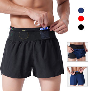 (S-4XL)Sports Shorts Men Women Teens Quick Dry Marathon Running Short Pants with Zipper Pocket Double Layer Trackless Fitness Training Shorts BB818