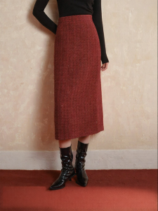 Yigue | Red Semi Skirt Small Fragrant Wool