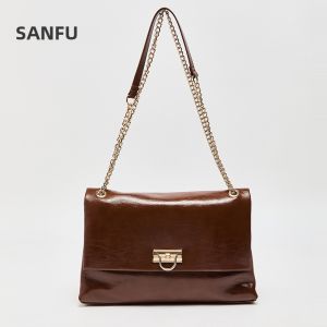 SANFU | Vintage Style Chain Pure Color Flap Bag