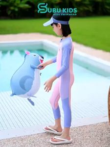 Đồ bơi bé gái tay dài quần dài kín đáo chống nắng liền thân phù hợp đi học đi bơi chính hãng cao cấp