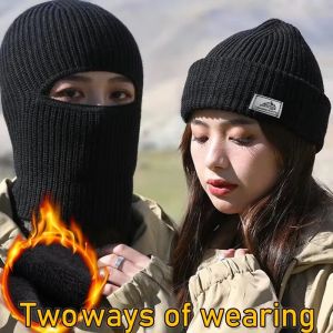 🔥2 in 1 Mask Beanies Men Women Winter Balaclava Hat Wool Knitted Face Shield Ski Bonnet Tactical Cycling Earmuffs Cap