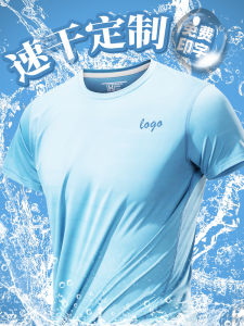 Quick Dry Ice Silk T-Shirt Short Sleeve round Neck Sportswear for Men Summer Work Uniform Customizable Logo Team Building Activity
