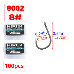 Hirisi 100pcs PTFE Coating High Carbon Stainless Steel Barbless Hooks 8002 Fishing Hook Fishing Accessories