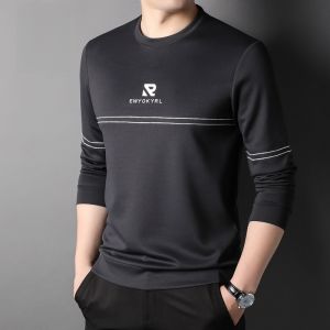 ROMON | Loose Fit Round Neck Pullover Long Sleeve Sporty Casual Print T-Shirt Base Layer Shirt For Men By Romon Polyester Fabric